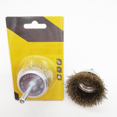 China 75mm 4500 RPM Nylon Wire Brush 4500 RPM Nylon Wire Twisted Rotary Cup Polishing Brush With Shank for sale