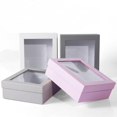 China Low Moq Rectangle Pink Eco Clear Empty Black Recyclable Lid Clear Empty Box Logo Low Moq Logo Wig Cardboard Box Prices PVC Lid Package Box Custom for sale