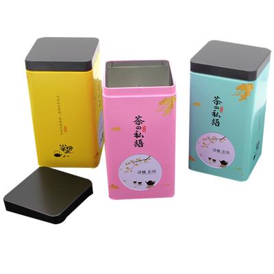 China Gift & Craft Food Grade Candy Metal Packaging Tin Can Container Rectangular Metal Tea Tin Cans for sale