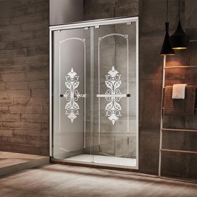 China Custom Aluminum Framed Double Sliding Tempered Glass Shower Door for sale