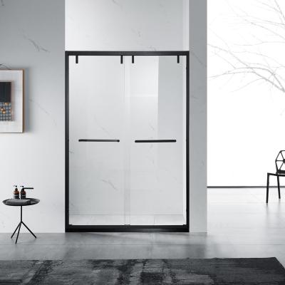 China Hotel Sliding 304 Stainless Steel Double Sliding Door Frame Tempered Glass Bathroom Shower Door for sale