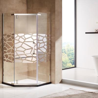 China Best Selling Tempered Glass Pivot Glass Shower Enclosure Open Style Diamond-Shaped Shower Cubicle for sale