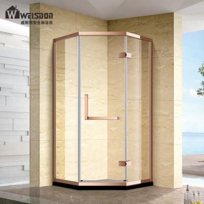 China Factory Price Waterproof 	Glass Shower Enclosure Hinge Shower Door Golden Shower Room Te koop