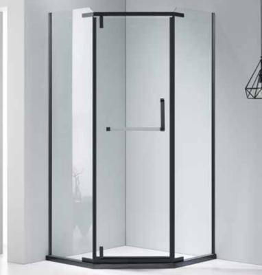 Cina 2022 hot selling matte black stainless steel high quality frameless corner diamond shape pivot shower room in vendita