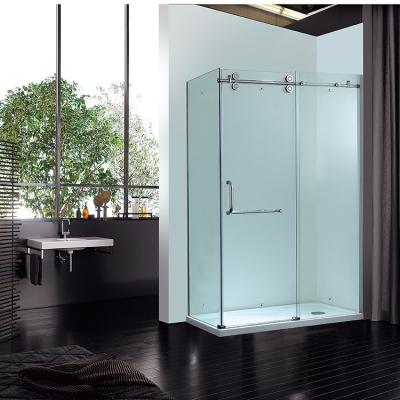 China OEM Luxury Free Standing Tempered Rectangle Shower Room Glass Frosted Sliding Shower Enclosure for sale