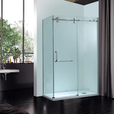 China European Rectangle Sliding Tempered Glass Barn Door Frameless Shower Enclosure for sale