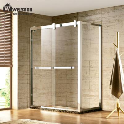 China High quality stainless steel frame tempered glass sliding door shower room 3 panel sliding shower door for sale