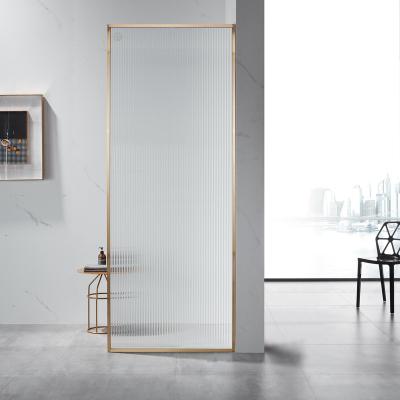 중국 Single panel walk in 304 stainless steel golden frame tempered glass bathroom shower screen 판매용