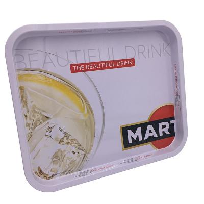 China Gift & Craft Custom design rectangle big metal tinplate fruit candy snacks serving tray anti-slip  drinking brands gift promotion tins for sale