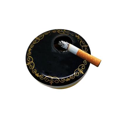 China Gift & Craft Custom logo matte black portable pocket size metal ash tin container with swirling cover portable ash cigarette butt container for sale