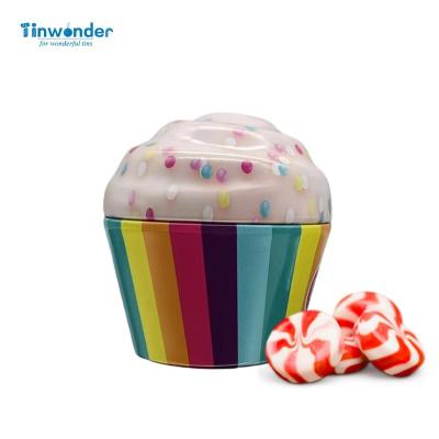 China Food Food grade Custom cupcake tin box with lid sweets cookies small cakes candies packaging cupcake shaped tin can for sale