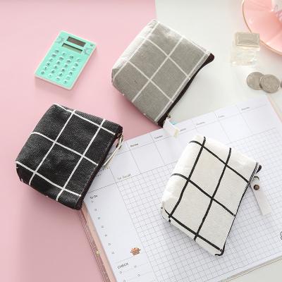 China Hot Selling Spooky Portable Cotton And Chain Main Mini Canvas Coin Purse Handbag For Women Plaid Coin Purse Clutch Bag Wholesale Small for sale