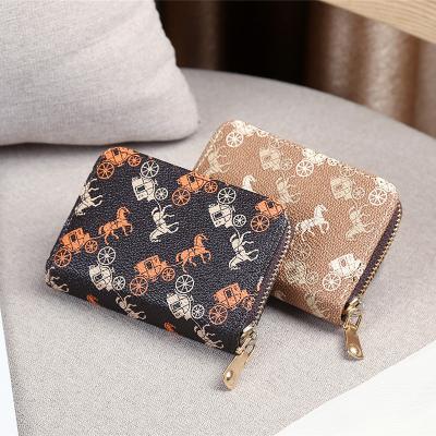 China 2021 New Fashion Organ Zipper Pattern Trolley Pattern Women Anti-theft Wallet Card Holder Zipper Coin Purse Retro Money Multi-position Ladies Bag Wallet for sale