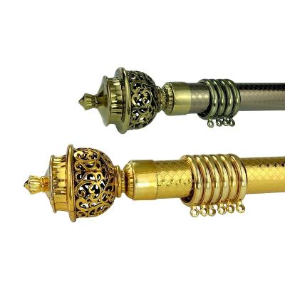 China Wholesale Free Metal Rod Length Luxury 6M Rust Curtain Rod Stage Double Decorative Roman Set Iron Curtain Pole for sale