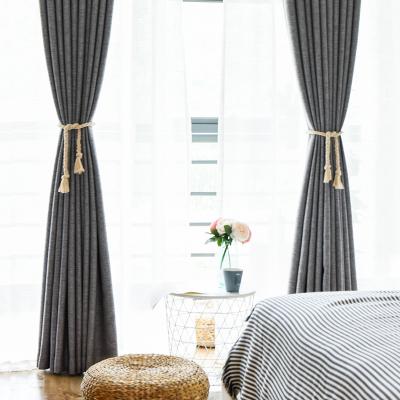 China New and elegant European and American style simple new design flower twist hemp curtains fabric for sale