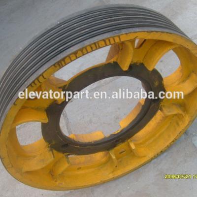 China 455*5*10 traction wheel for elevator parts / ductile iron traction sheave for brands elevators wire rope pulley sheave suppliers for sale