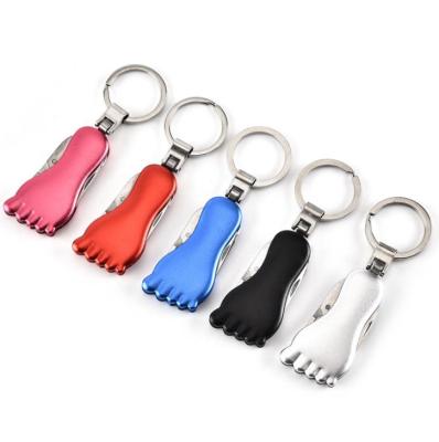 China Foot Shape Aluminum Key Chain Promotional Keychains With Scissors for sale