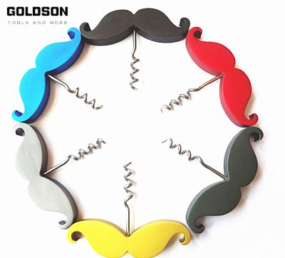 China Viable New Design Stainless Steel Beard Mustache Sideburns Shaped Wine Opener With Black Treated for sale