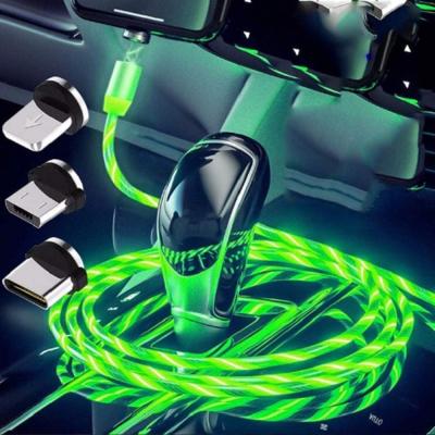 China Wholesale 2m Led Light Flowing Luminous Magnetic Video Game Player 1m USB Charging Cable For Android Charger Micro C Type for sale