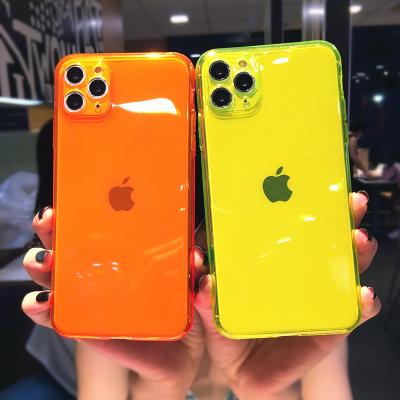 China Clear TPU-100% Tpu Pro Max Case Fashion For Iphone Neon Jelly Neon Case Transparent For Iphone 12 11 Eco-friendly for sale