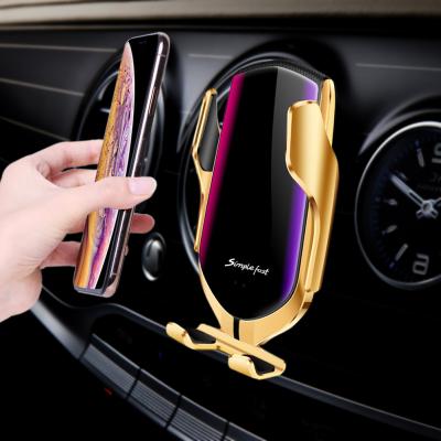 China Amazone R1 Hands-free 10W Smart Auto-Fixing Sensor Fast Charging Qi Wireless Phone Holder Car Charger For iPhone 12 for sale