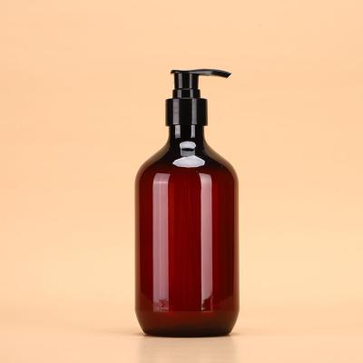 China Personal Skin Care Packaging 300ML In Stock Wholesale PET Plastic Amber Shampoo Bottle , No Boston Round Cap for sale