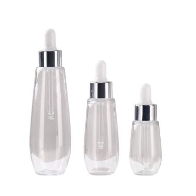 China Personal Factory Packaging 30ml 50ml PET Cylinder Personal Clear Essential Oil Serum Liquid Plastic Dropper Bottle With Pipette for sale