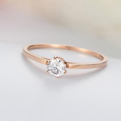 China FASHIONABLE Simple Classic Stainless Steel Rose Gold Lady's Zircon Wedding Ring for sale