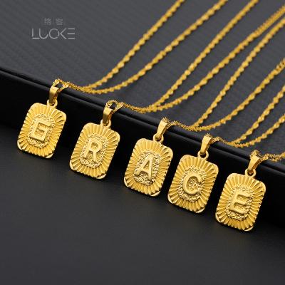 China Fashion CLASSIC Letter Hip Hop Necklace Stainless Steel Initial Letter Rectangular Pendant Necklace for sale