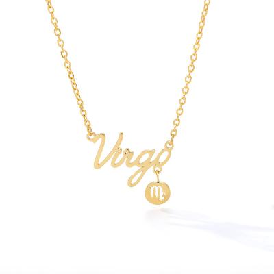 China CLASSIC Letter 12 Zodiac Sign Necklace Women Stainless Steel Custom Gold Plated Zodiac Sign Necklace for sale