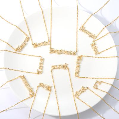 China CLASSIC Personalized English Zodiac Zodiac Sign Necklace Zodiac Sign Letter Necklace Copper Zircon Birthday Gift for sale