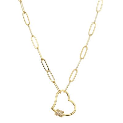 China CLASSIC Trendy Gold Necklace Women Choker Chain Small Tiny Zircon Heart Love Geometry Link Necklace for sale