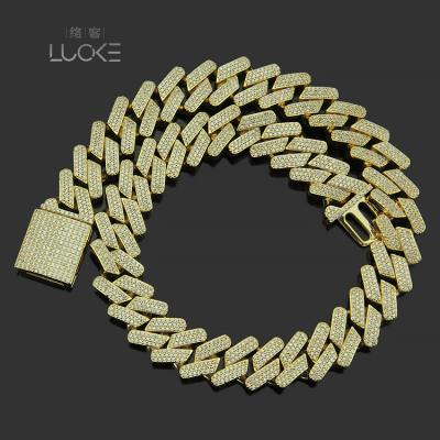 China Wholesale Hip Hop Jewelry Gold Cuban Link Chain Necklace CLASSIC Hot Selling Gold Cubic Zirconia Cuban Link Chain Necklace for sale