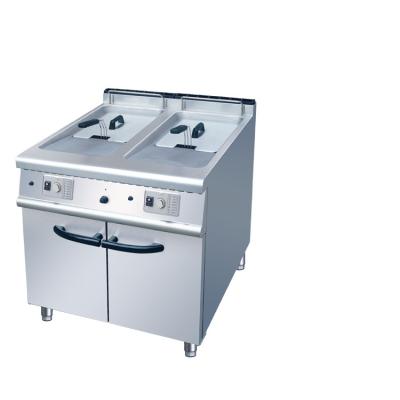 China Commercial Hotels Restaurant Stainless Steel Gas 2-Tank Fryer With Cabinet Gas Deep Fryer for sale