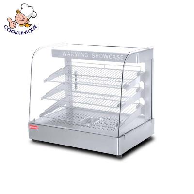 China SS201 Commercial 650Mm Steel And Glass Electric Food Display Warmer Cabinet For Sale For Snack Bar for sale