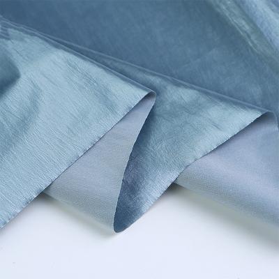 China 20d aluminum taffeta print wrinkle taffeta shiny crepe nylon windproof stripper tanning fabric for down jacket for sale