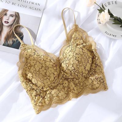 China High Quality Subjectador BH Antibacterial Outside Inside Thin Tube V Bra Lace Wear Women Girl Bra Deep Radio Bralette Wholesale For Ladies for sale