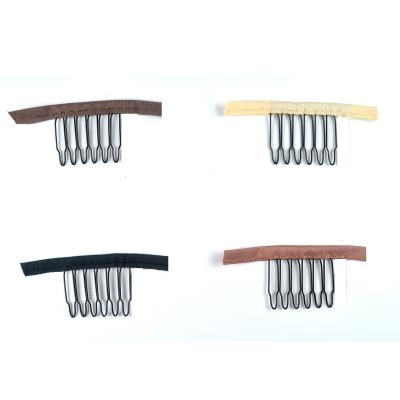 China Clip In Hair Extension Hairnet Cap Fake Haircomb Hair Extensions Clip In Steel Tooth Clamp 5/6/7 Grip Tape Wig Polyester Hair Extensions Clip In for sale