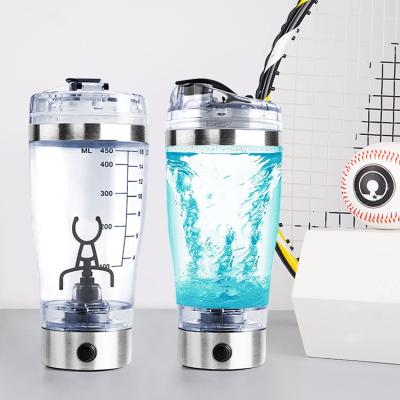 China Viable USB Rechargeable Gym Electric Shaker Bottle 450ml 16oz Automatic Mixer For Powder Milk for sale