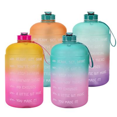 China Large Custom Sustainable Products PETG 3.78L Sports Water Bottle Jug With Time Marker for sale