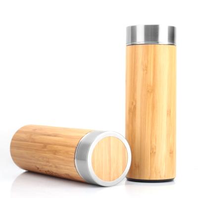 China PORTABLE 500ml Vacuum Insulation Bamboo Drinking Water Bottle With Stainless Steel Strainer for sale