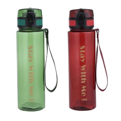 China 620ML BPA Free Sustainable Portable Plastic Transparent Plastic Water Bottle Cup Custom Logo for sale