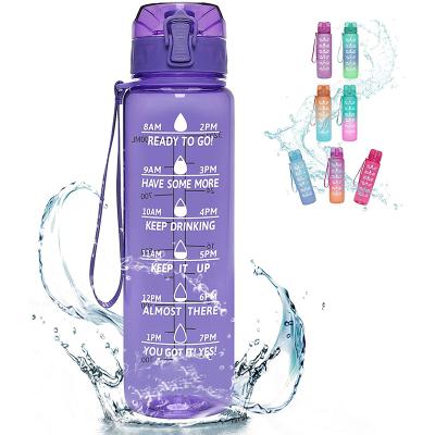 China Gallon Tritan Sustainable Portable Plastic Sports Water Bottle Leakproof Frosted Motivational Water Bottle With Time Markings for sale