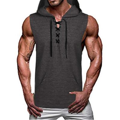 China Anti-pilling 2021 New Fashion Men Invest Cotton Gym Wear Sleeveless Vest For Men Fitness White Hoodies Gym Vest Sleeveless for sale