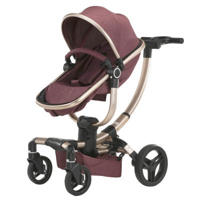 China Multifunctional Aluminum 360 Degree Rotating Reversible Adjustable Handle Bar Seat Pram Luxury Baby Stroller for sale