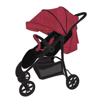 China One Hand Folding Hot Sale EN1888 Mechanical Backrest Portable Baby Pram for Infants and Toddlers with Full Canopy and Sun Visor One Hand Installation for sale