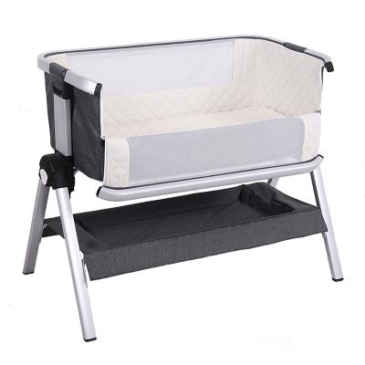 China Modern Hot Selling Baby Bedside Baby Crib Bedside View Aluminum Adjustable Height Easy Folding Co-Sleeper for sale