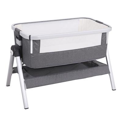 China Hot Sale Durable+adjustable+Mobile Baby Bedside Baby Crib Bed Frame Luxury Aluminum Adjustable Height Easy Folding Co-Sleeper for sale