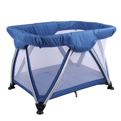 China EN716 One Hand Folding And Unfolding Lightweight Baby Playpen For 0-3 Years Baby Aluminum Travel Cradle for sale