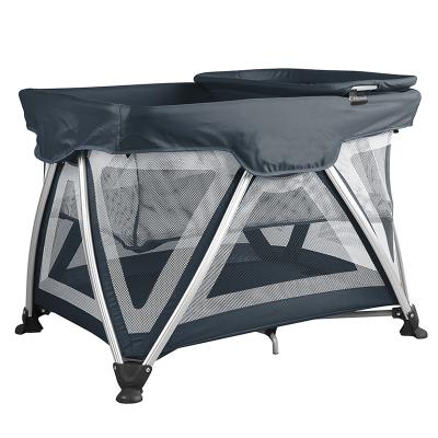 China A Convenient Portable Aluminum Hand Folded Baby Playpen Portable Baby Crib EN716 Portable Hand Folded Baby Playpen Baby Cradle Frame One for sale